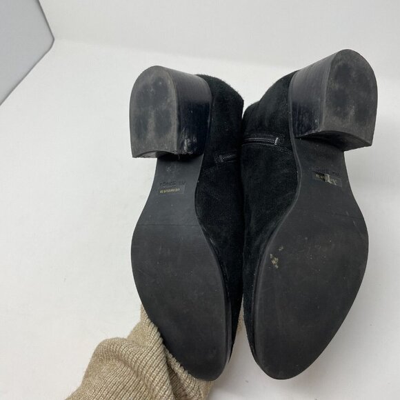 Via Spiga Womens 9M Boots Bootie Black Leather Suede Buckle Block Heel Zipper - Picture 9 of 11